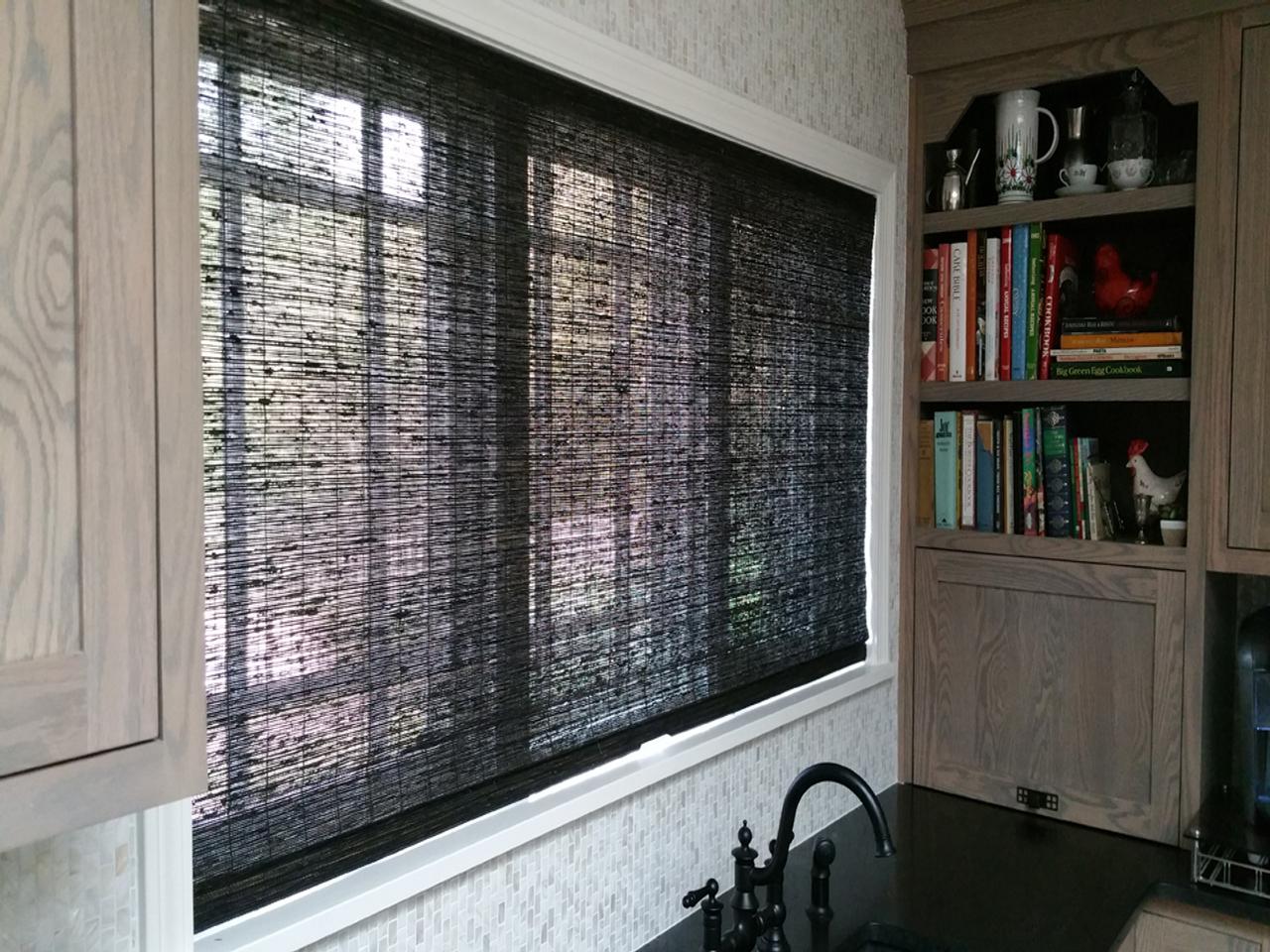 Woven woods shades in a kitchen