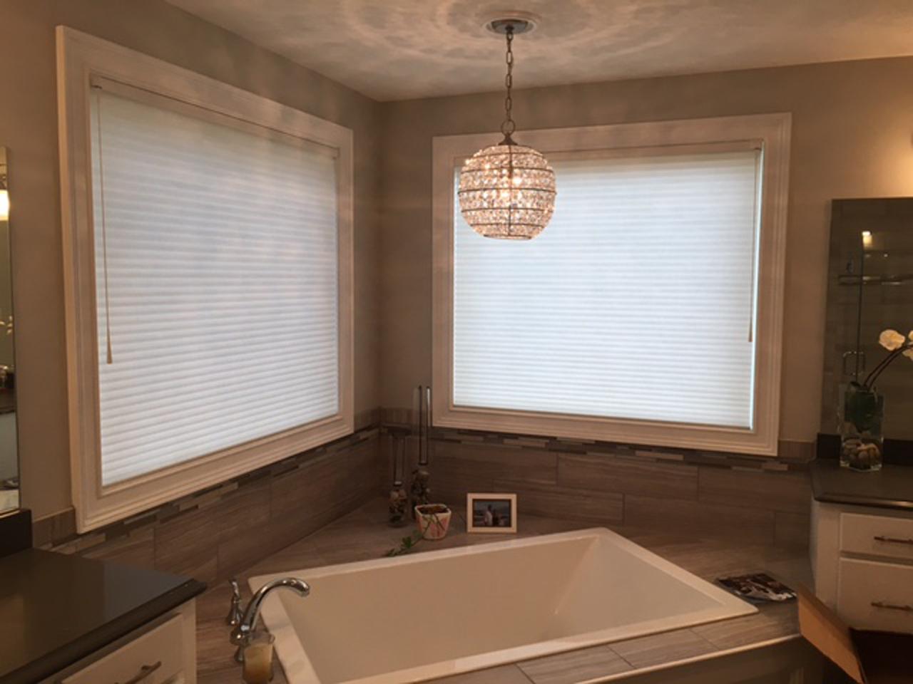 Duette shades in bathroom