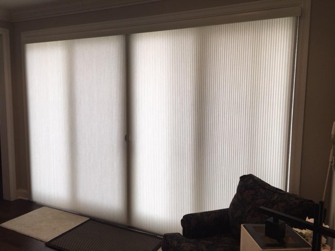 Duette shades on sliding glass door