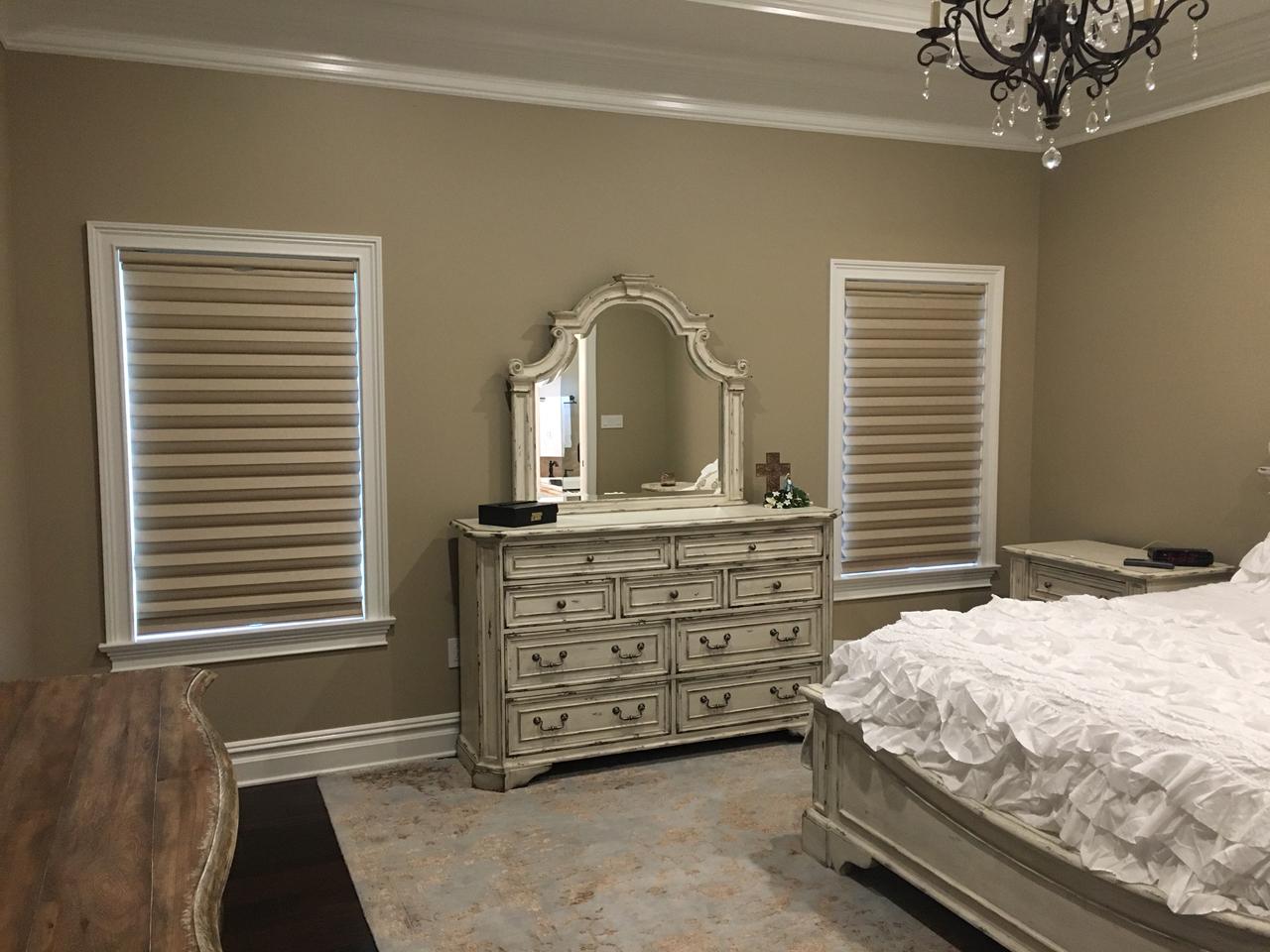 Hunter Douglas Solera shades in bedroom