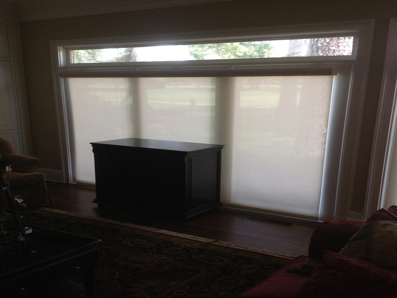 Roller shades in living room