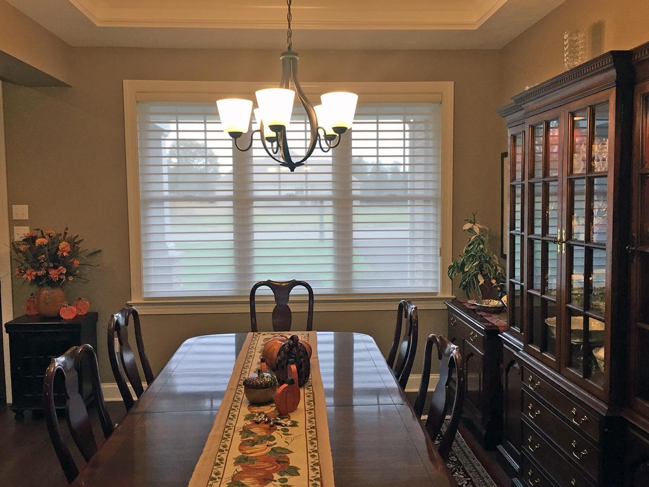 Silhouette shades in dining room