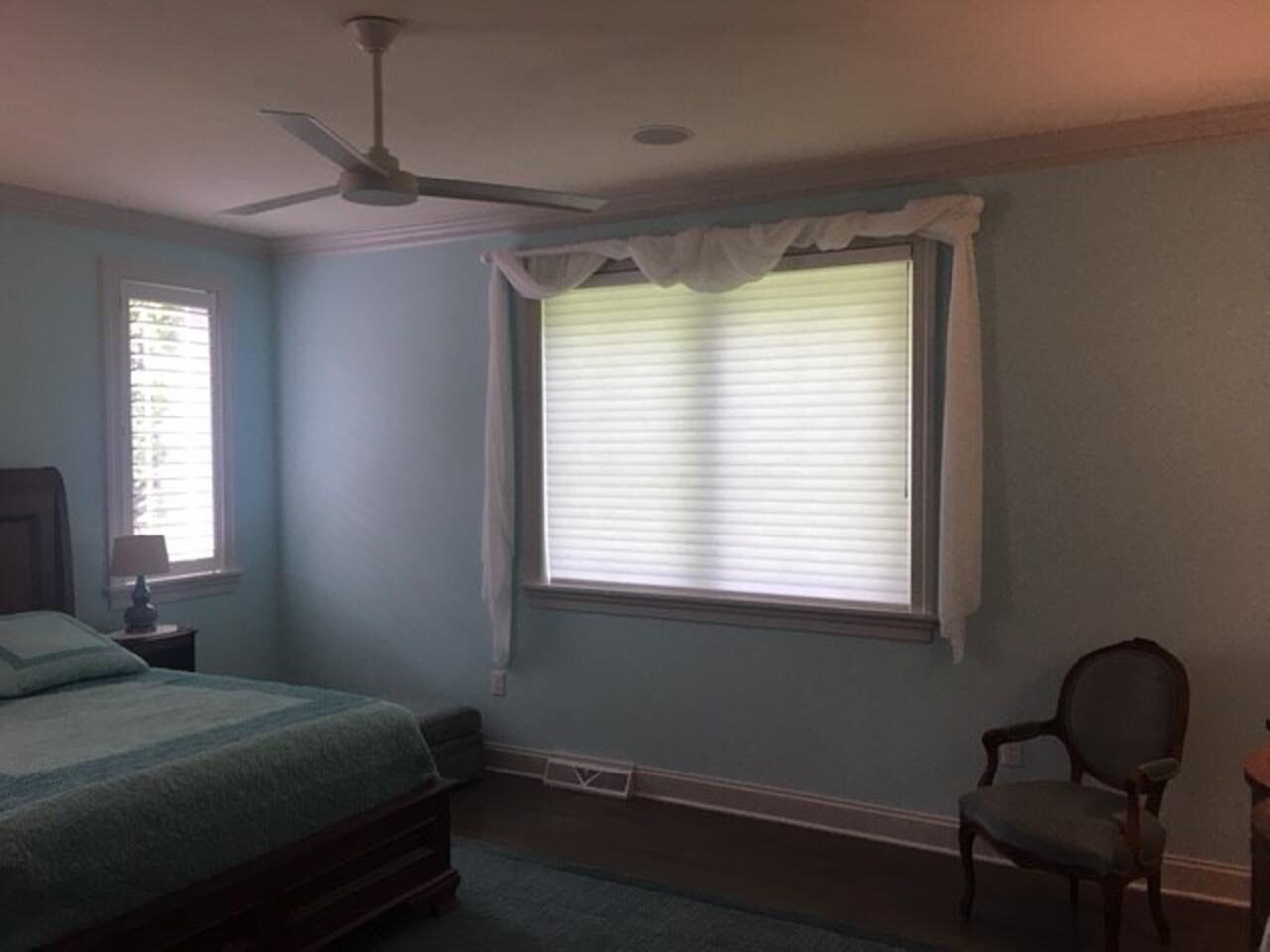 Honeycomb shades and blinds in a bedroom