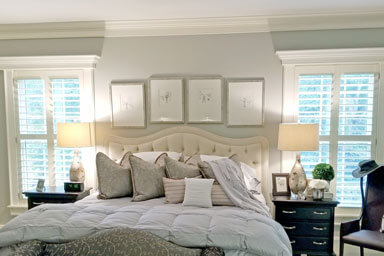 Louver Shop Classic Plantation Shutters in a bedroom