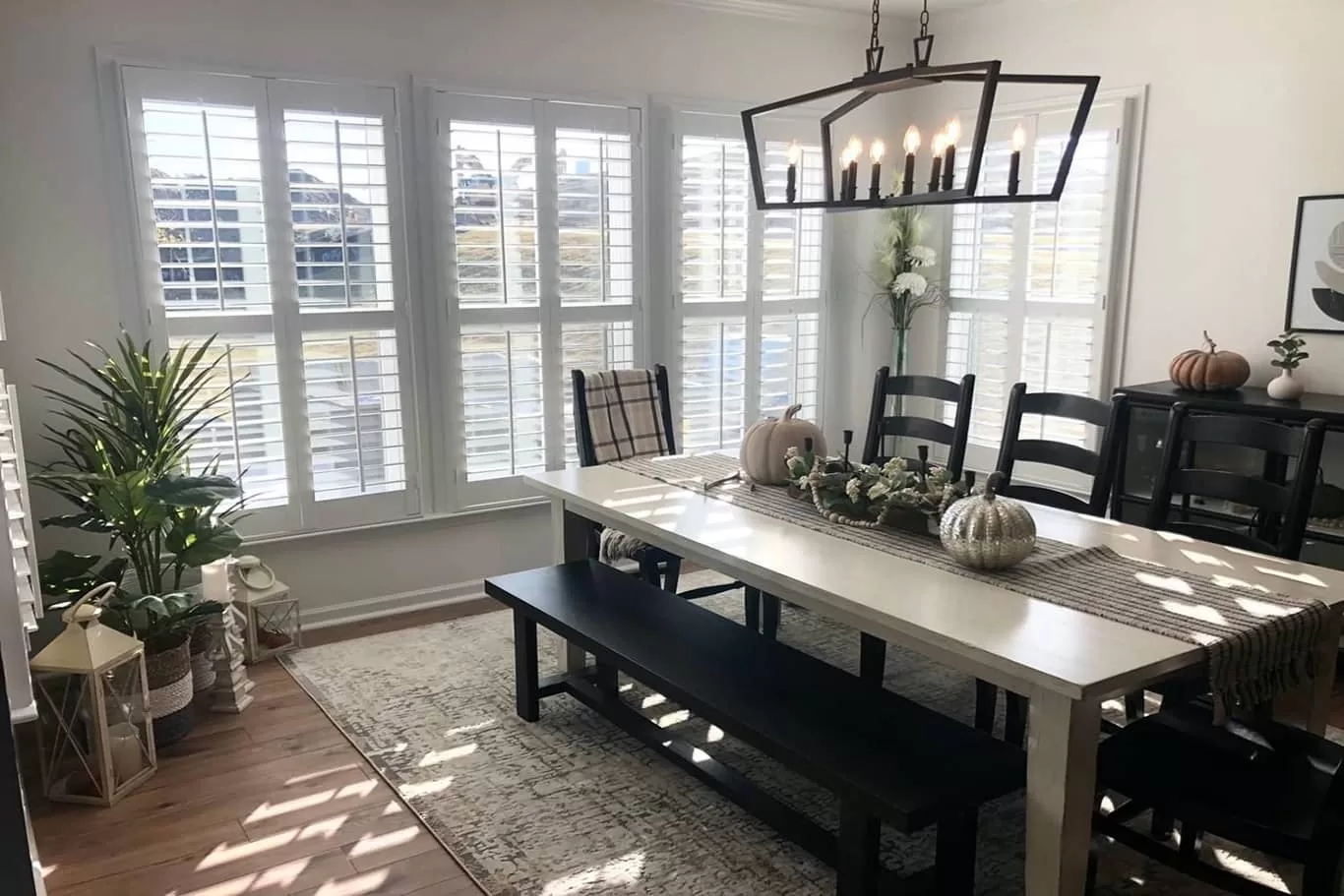Louver Shop Composite Shutters in a Modern Dining Room