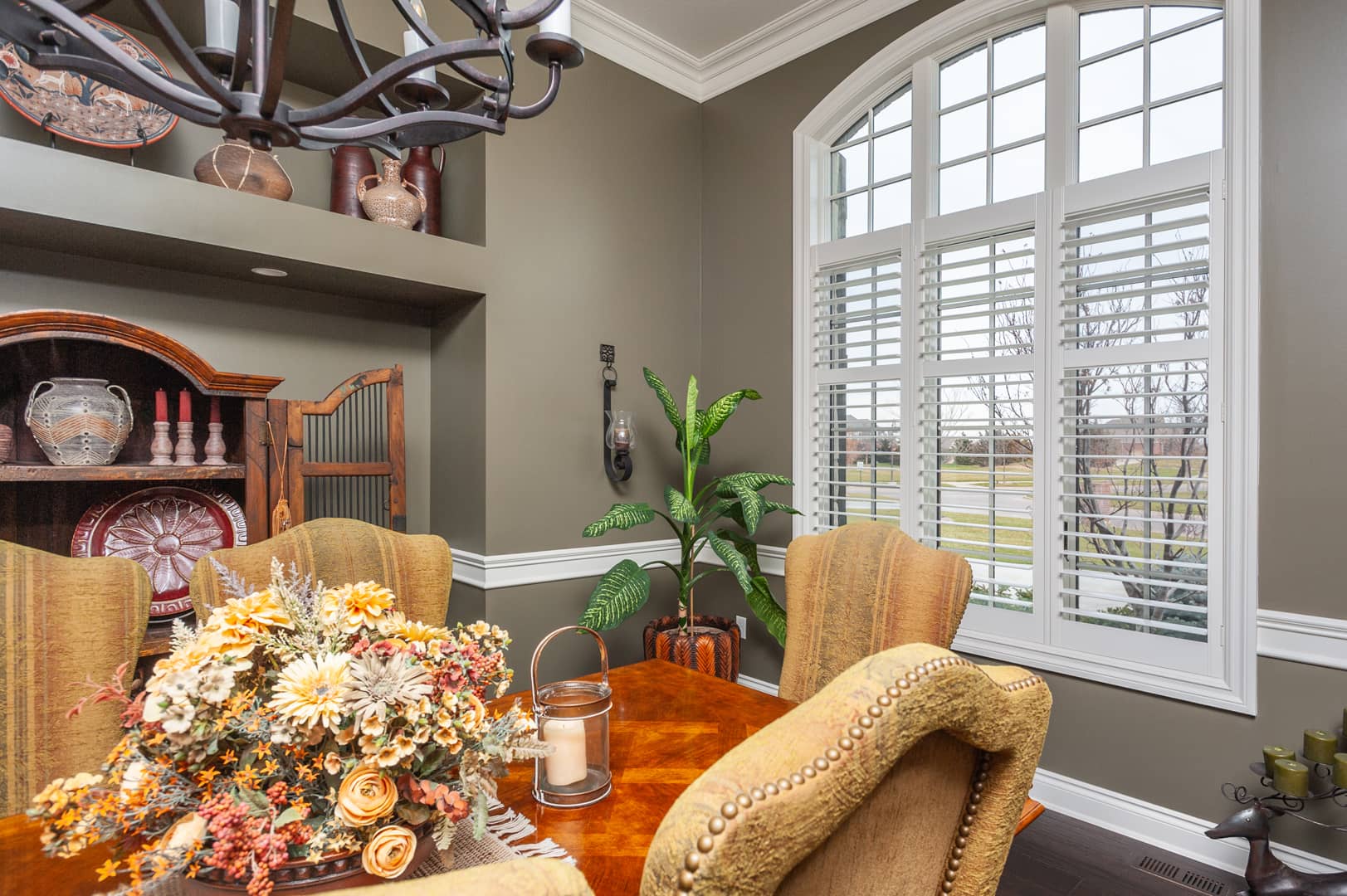 Louver Shop Heritage all-wood shutters in a dining room