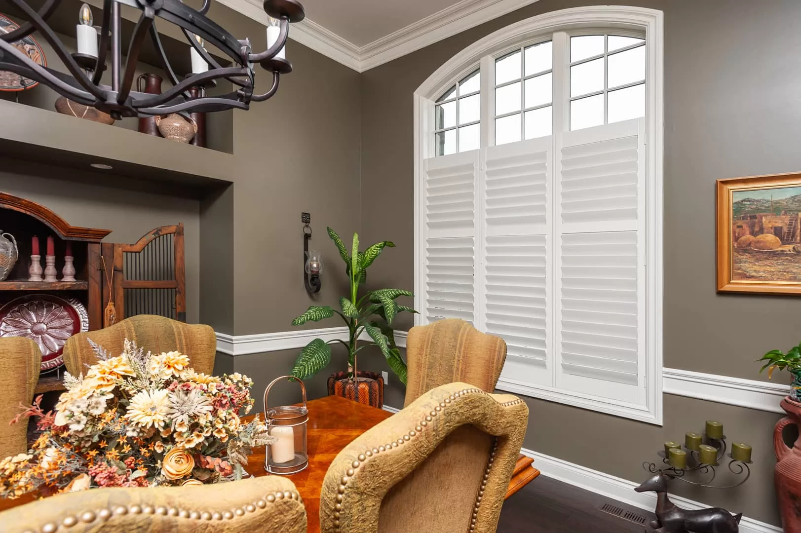 Louver Shop Heritage Wood Shutters in a dining room