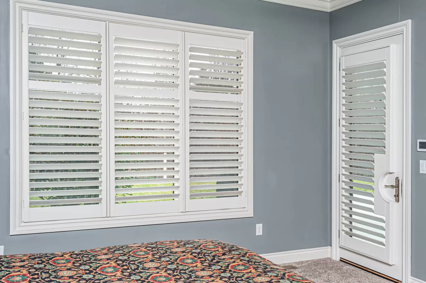 Heritage Wood Shutters on bedroom windows and doors