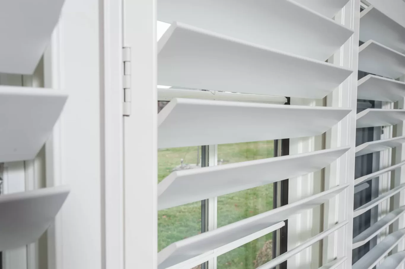 close up view of Heritage wood plantation shutters