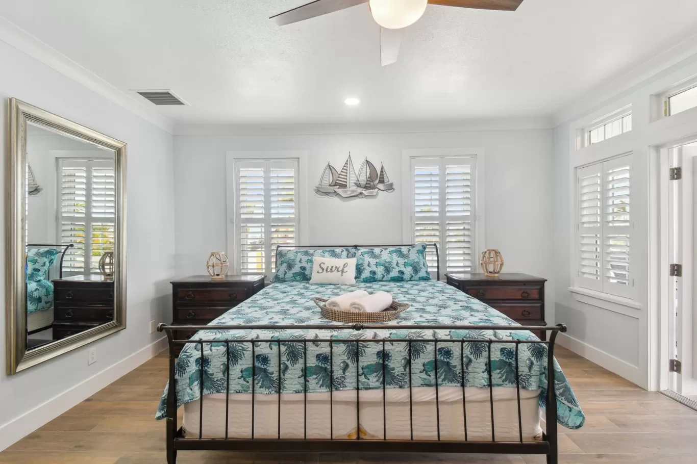 LouverWood Plantation shutters in a bedroom