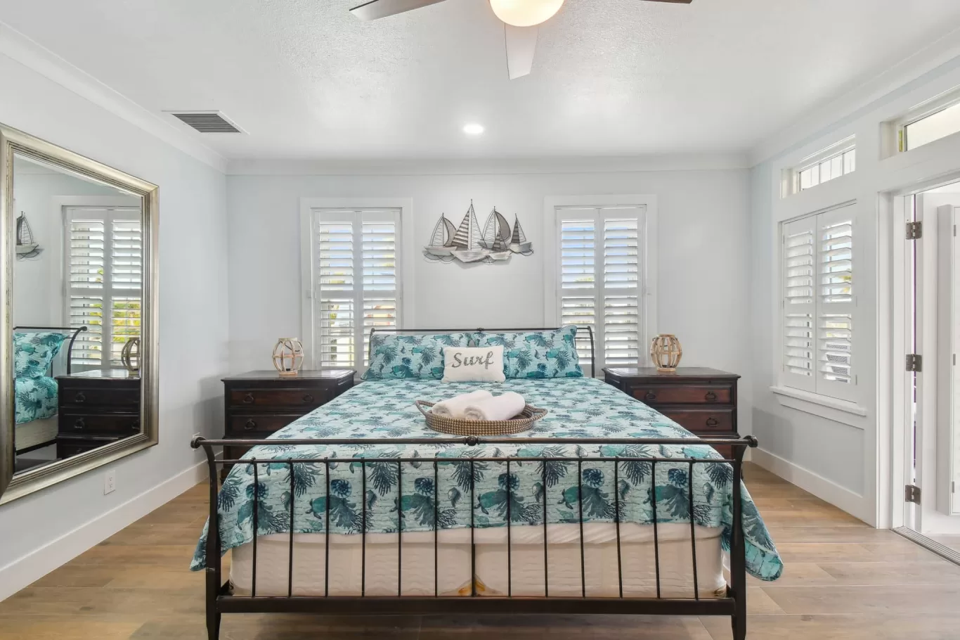 LouverWood Plantation shutters in a bedroom