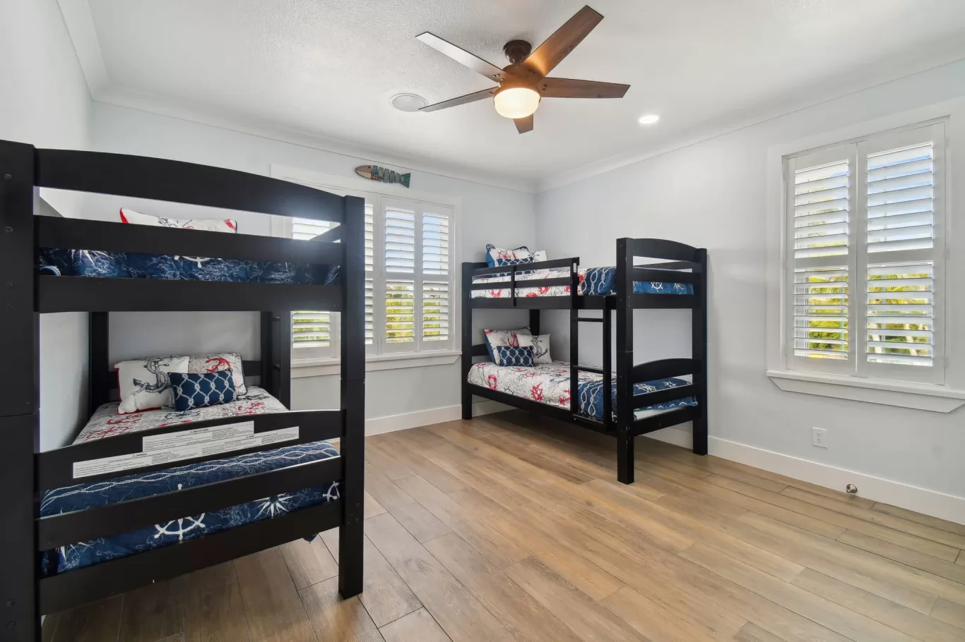 LouverWood Plantation shutters in a bedroom