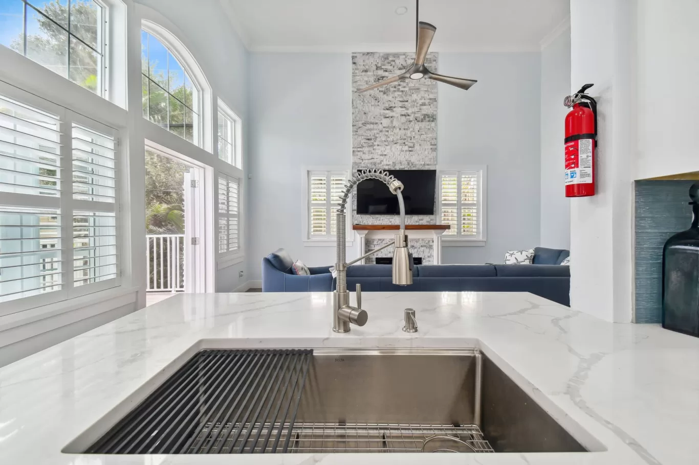 LouverWood plantation shutters on kitchen windows