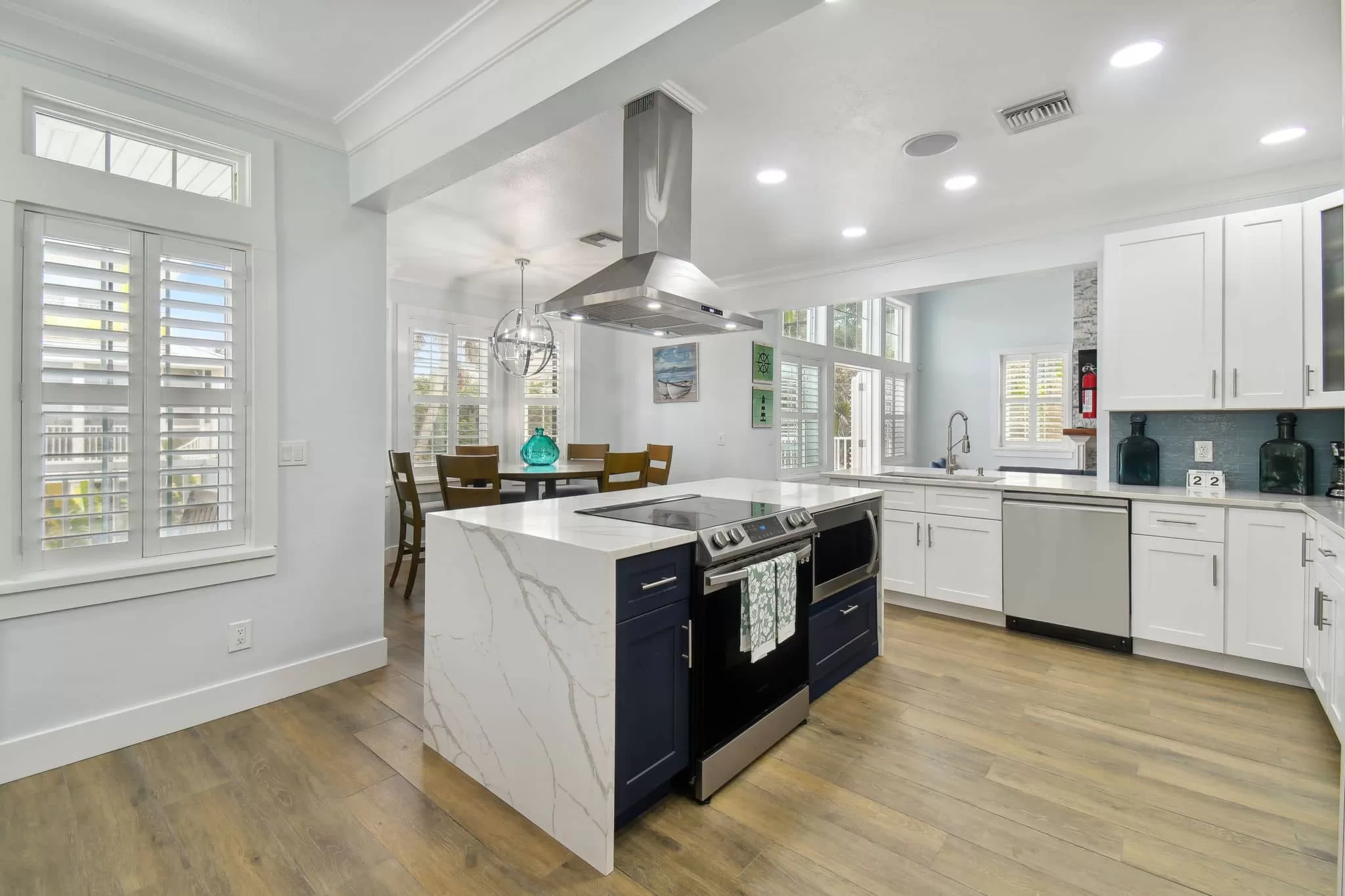 LouverWood Plantation Shutters in a kitchen/dining area