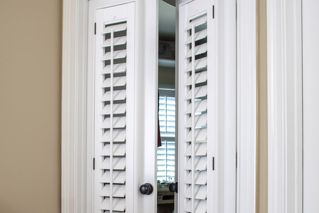 LouverWood shutters on a closet door