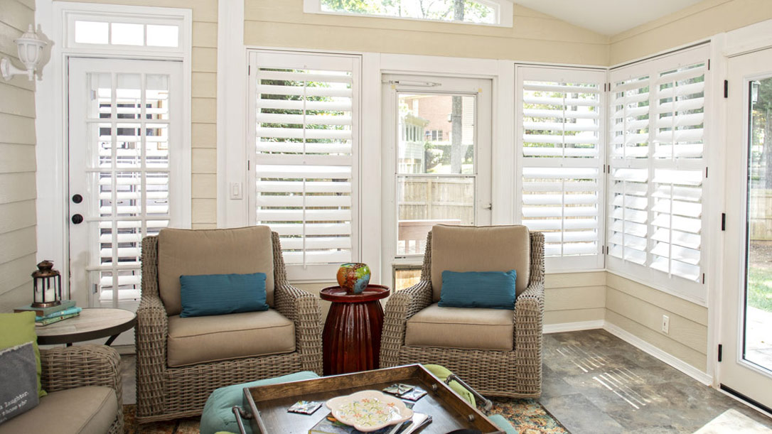 Louverwood Shutters in Sunroom Patio