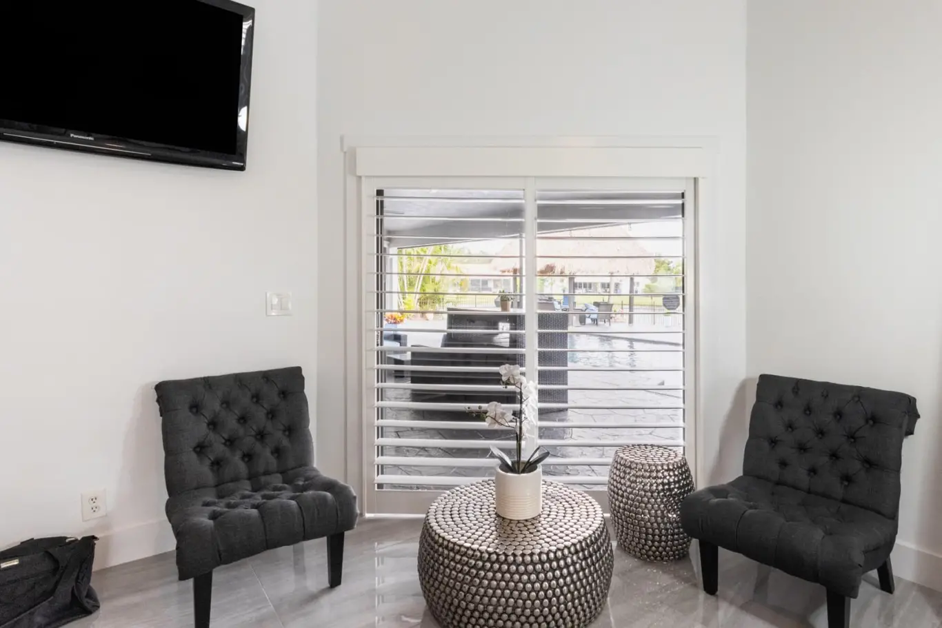 plantation shutters in a sitting room