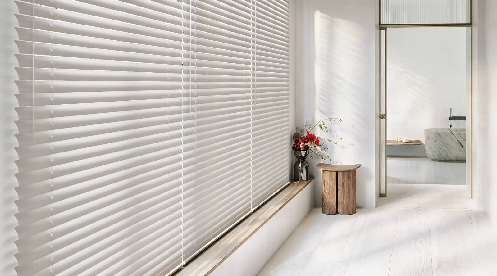 Mini blinds in a bathroom