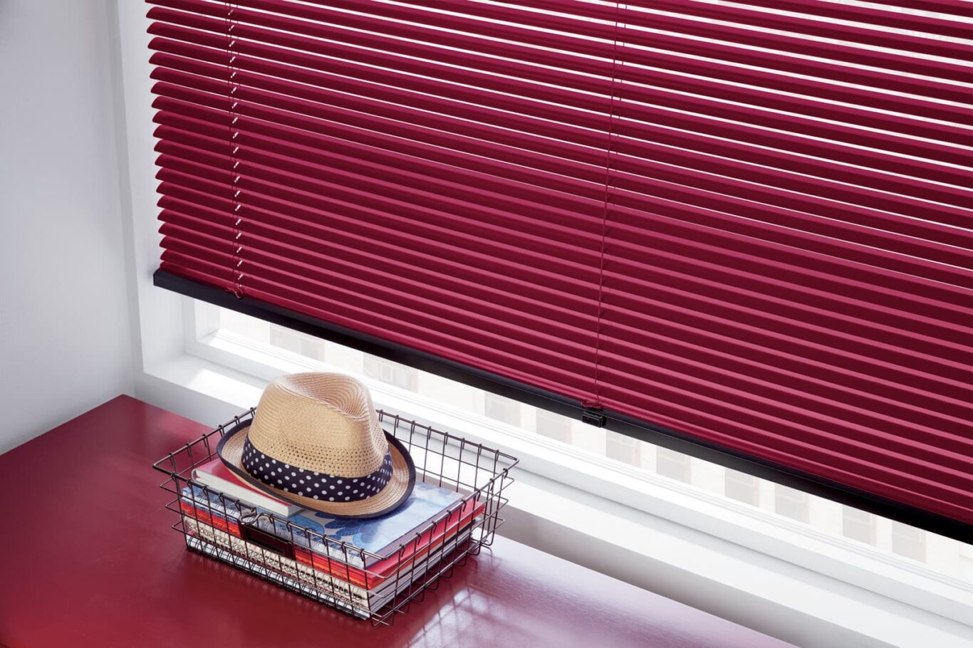 hardware detail of aluminum blinds in a kid's room