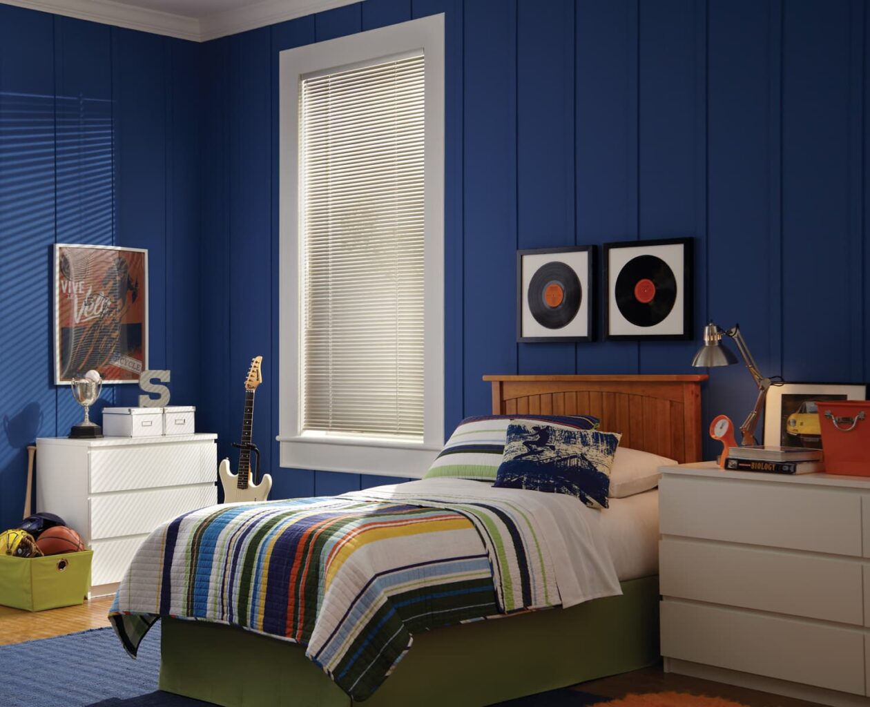 aluminum blinds in a child's bedroom