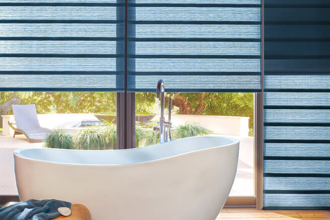 Vignette modern Roman shades in a bathroom