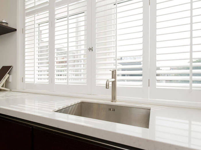 plantation shutters in a kitchen