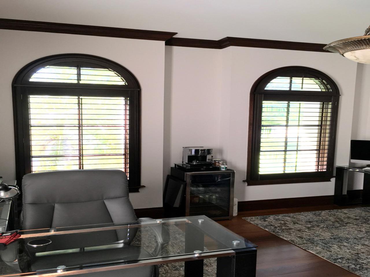 Stained shutters in a home office