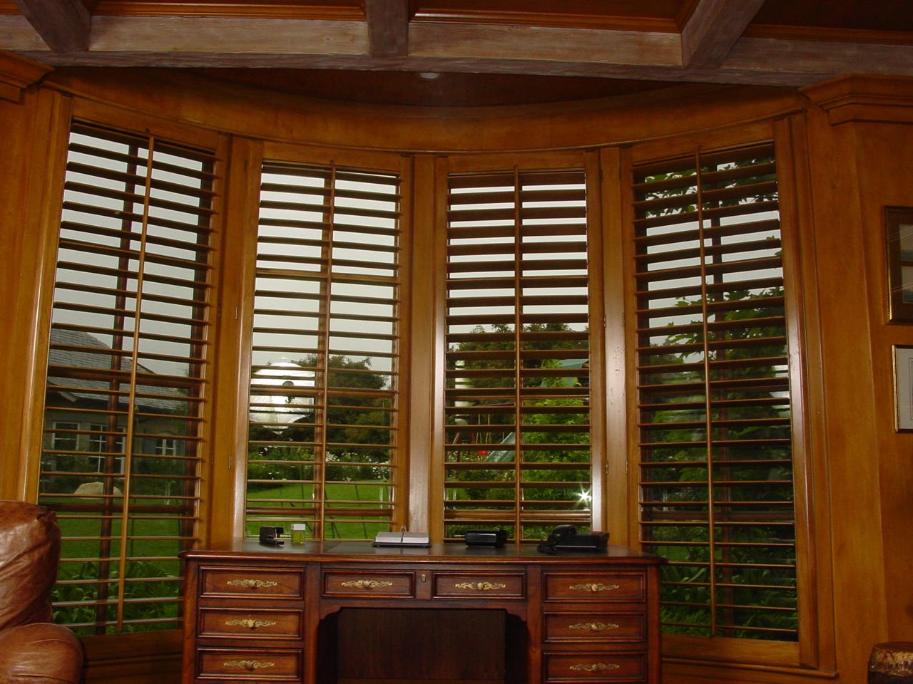 Stained shutters in a home office