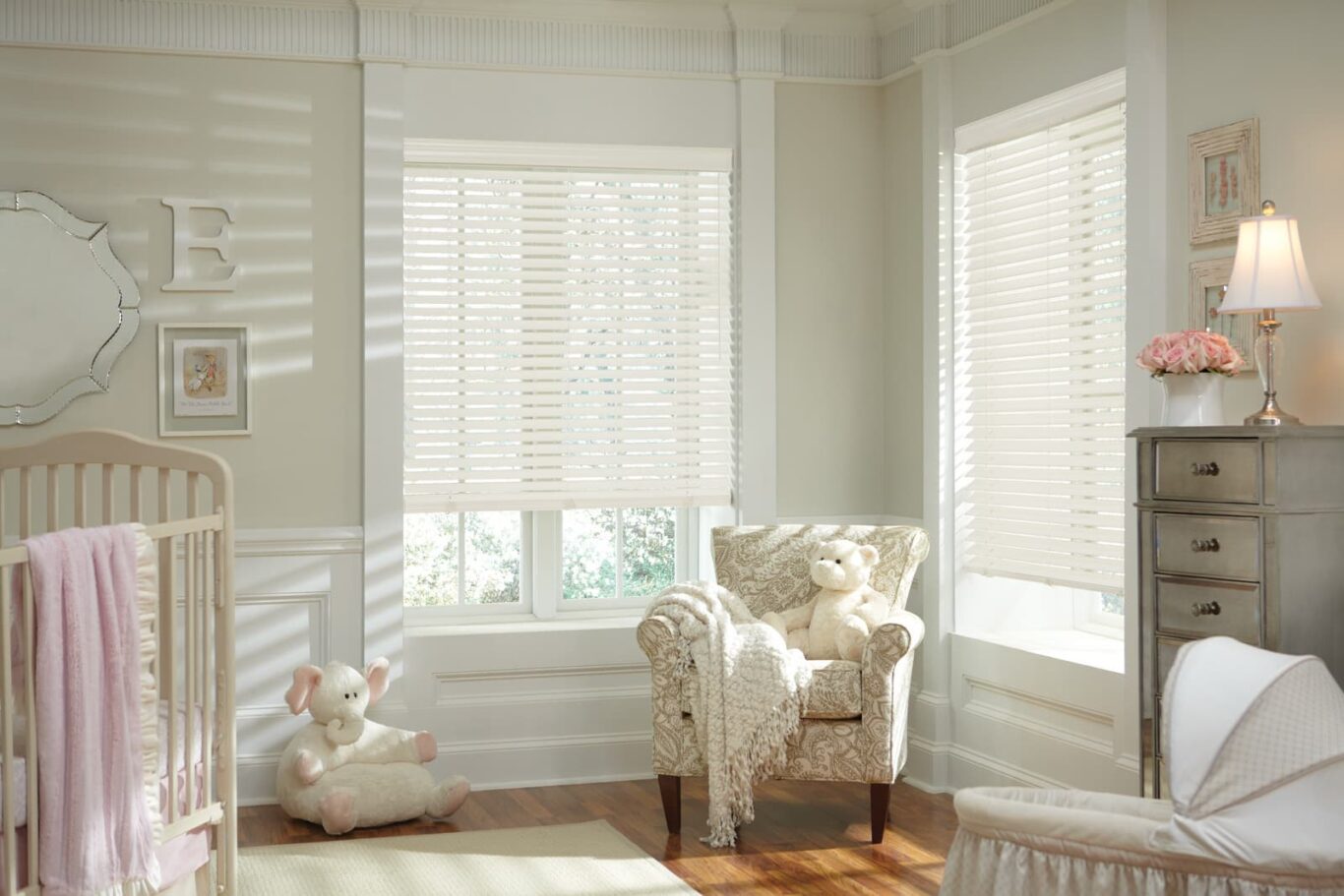 wood blinds on nursery windows