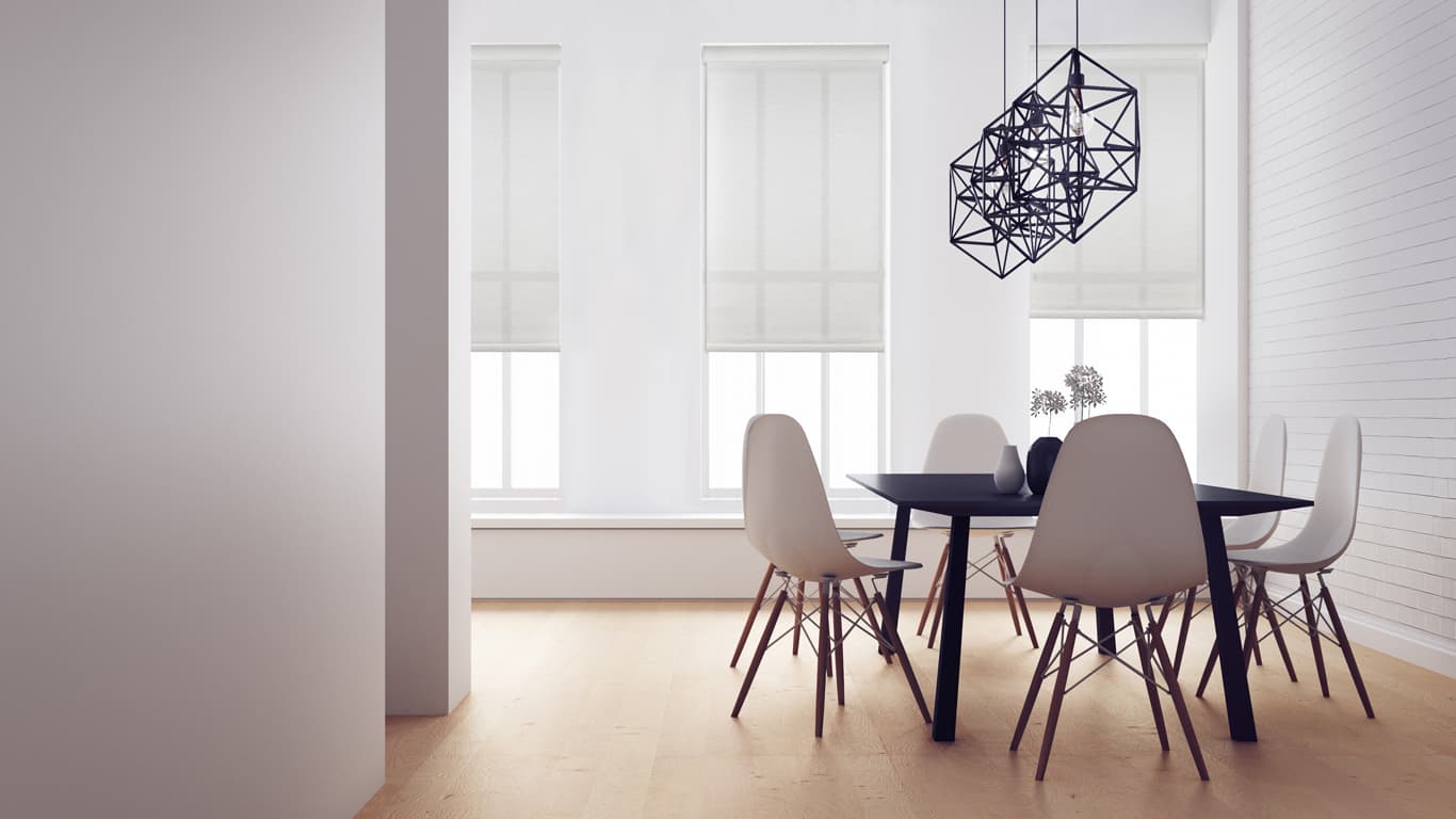 Pasadena Ice custom shades on living room windows