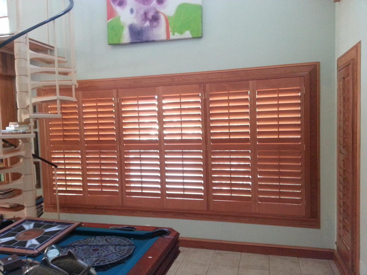 Stained shutters on windows