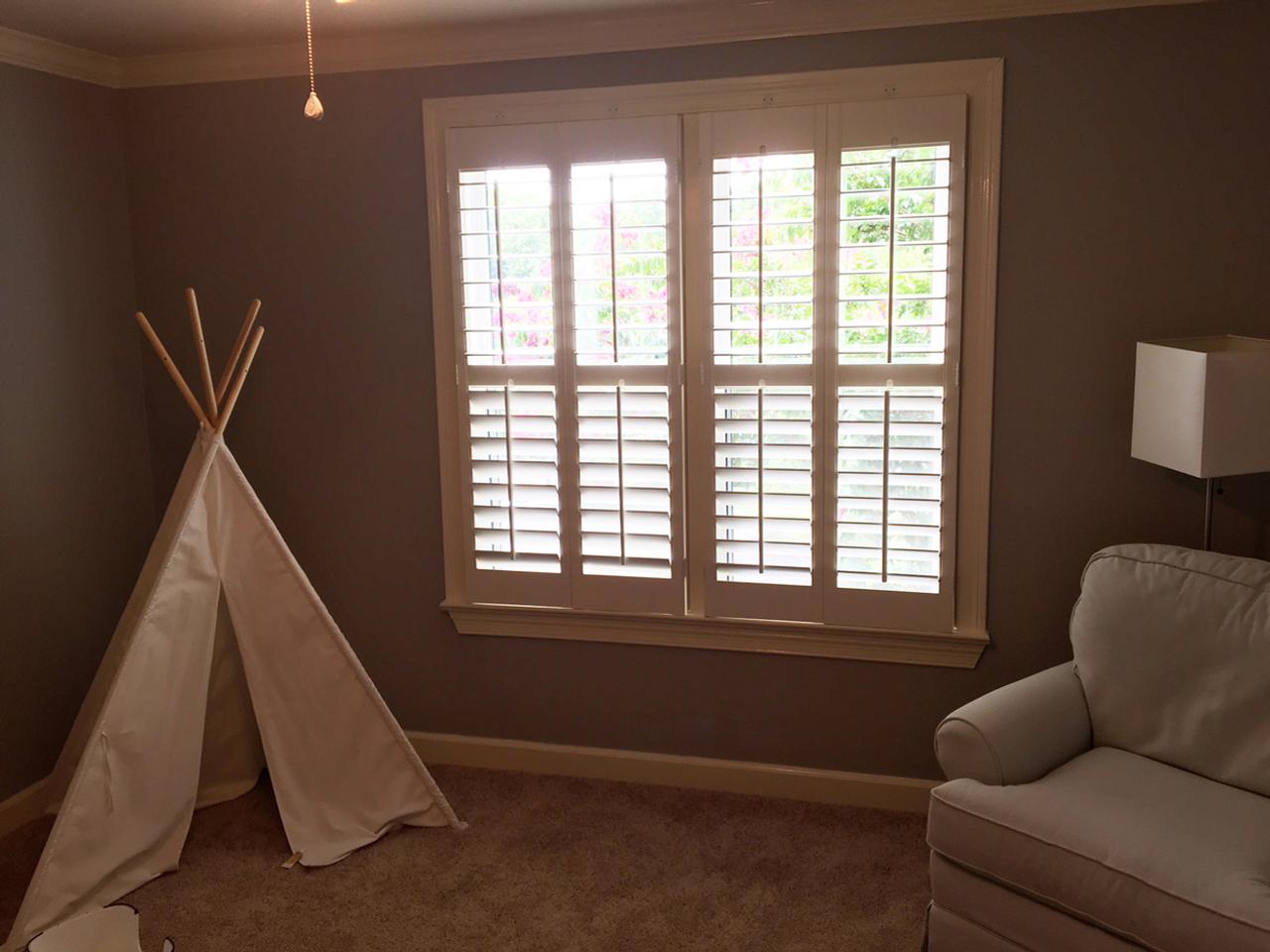 Plantation shutters in a child's bedroom