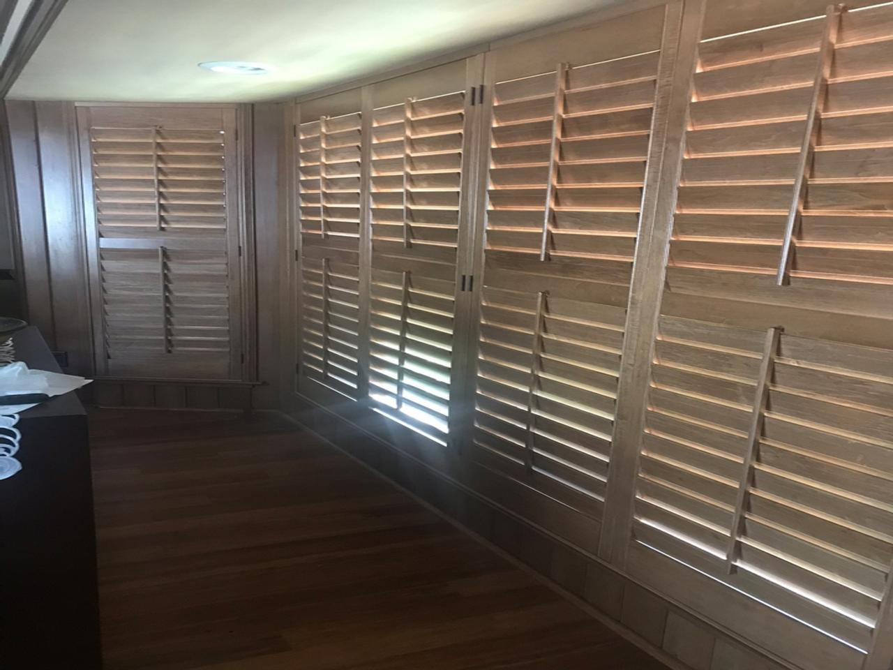 Stained shutters in a kitchen