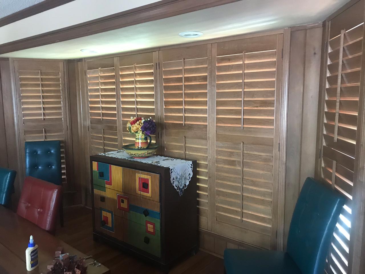 Stained shutters in a kitchen