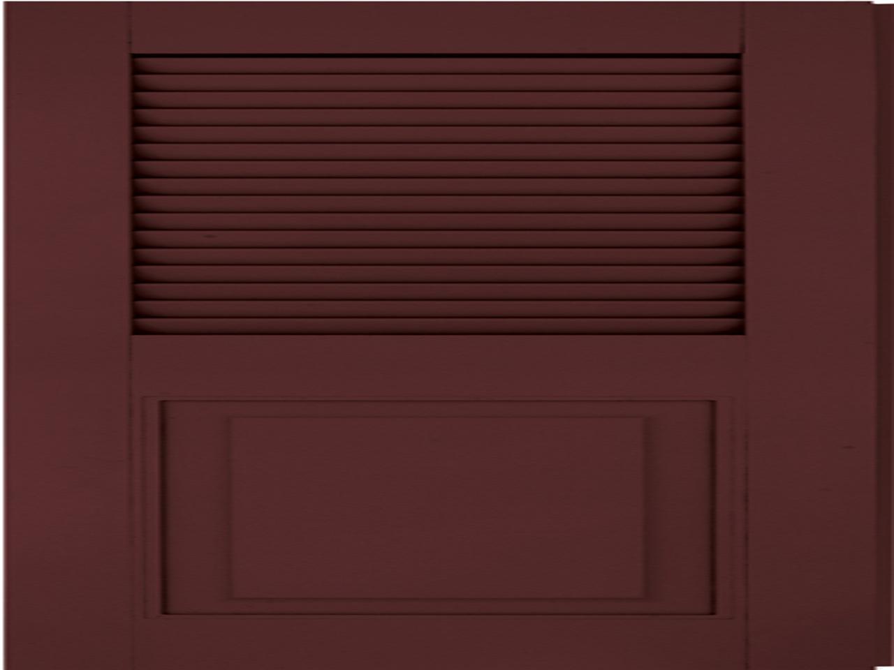 Wine colored louvered and raised panel combination shutters