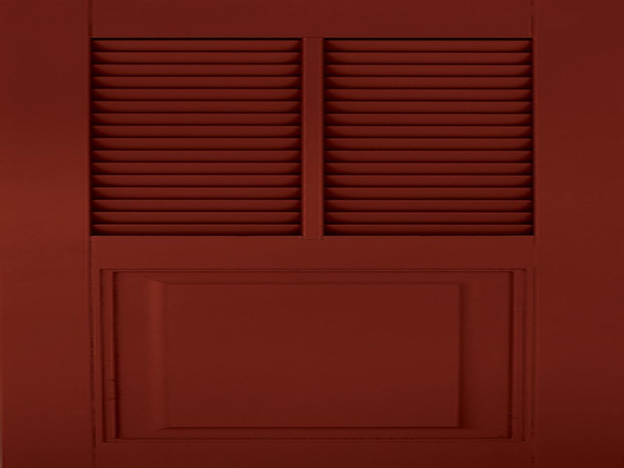 Red louvered and raised panel shutter