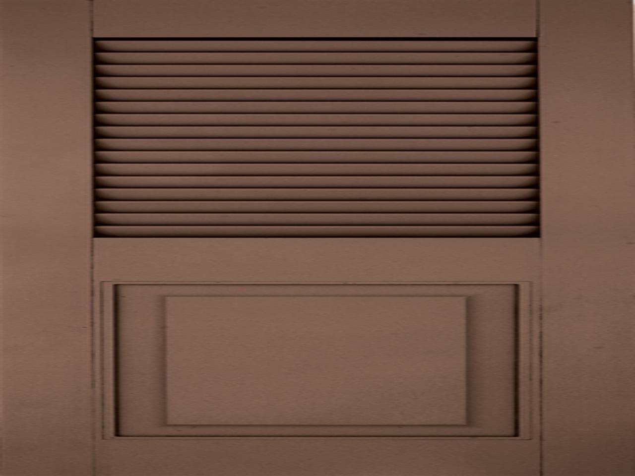 Brown shutter with louvered and raised panel
