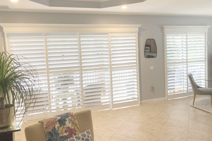 Sliding Shutters - Sliding Door Plantation Shutters