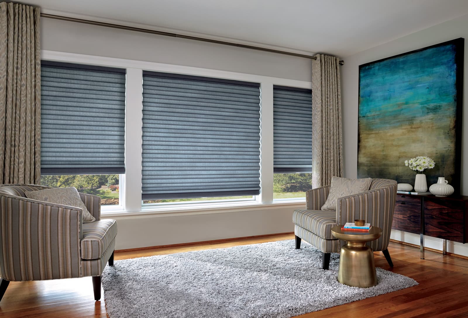 Hunter Douglas жалюзи. Греческие шторы жалюзи. Горизонтальные жалюзи в интерьере. Римские шторы на большие окна.