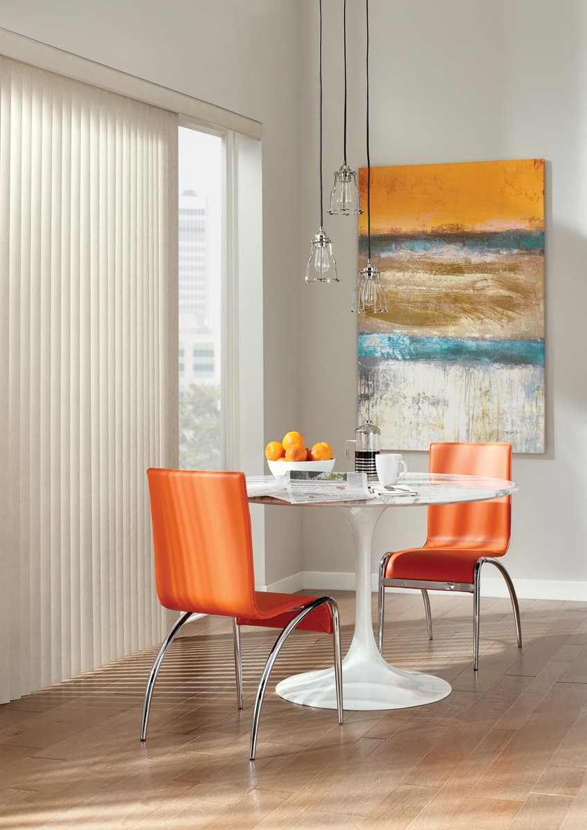 Somner Custom Vertical Blinds permatilt cullen dining room Somner Custom Vertical Blinds