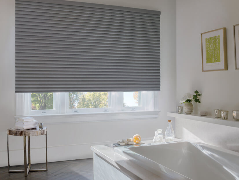 Sonnette Cellular Roller Shades in Bathroom