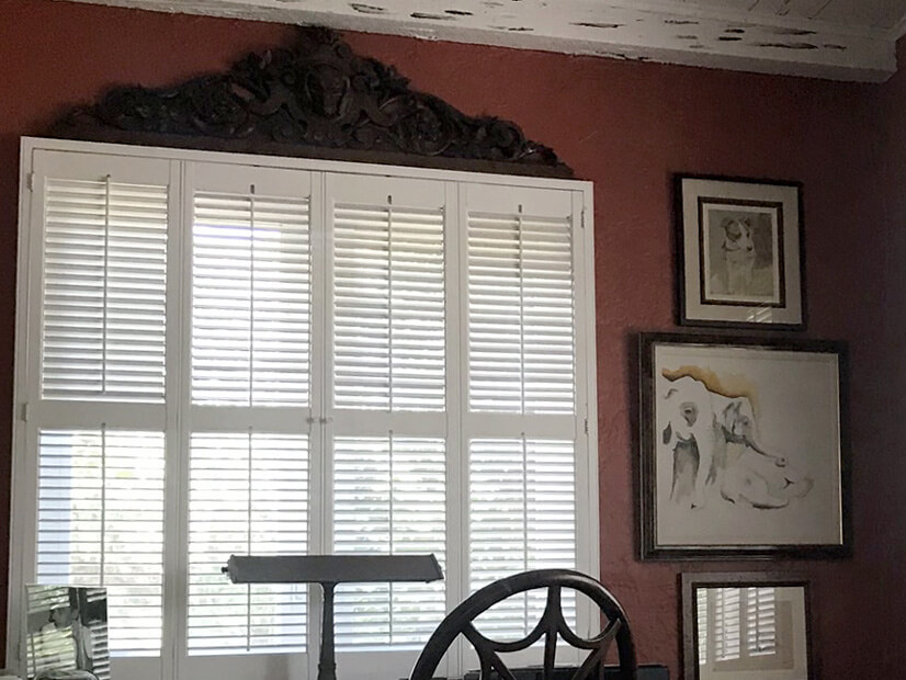 Traditional white plantation shutters