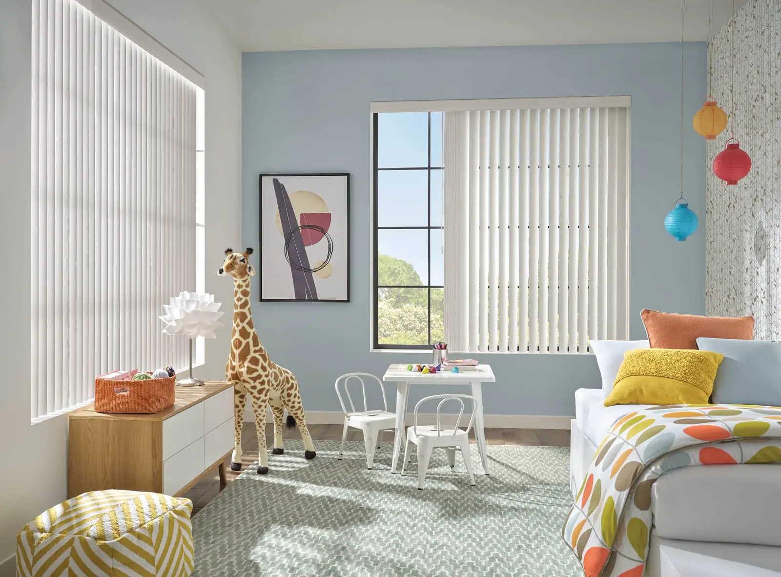 Vertical Solutions vertical blinds in a child's bedroom