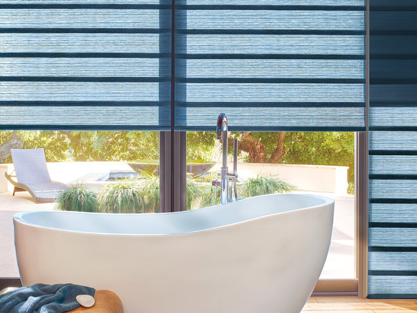 Vignette Contemporary Shades in a Bathroom