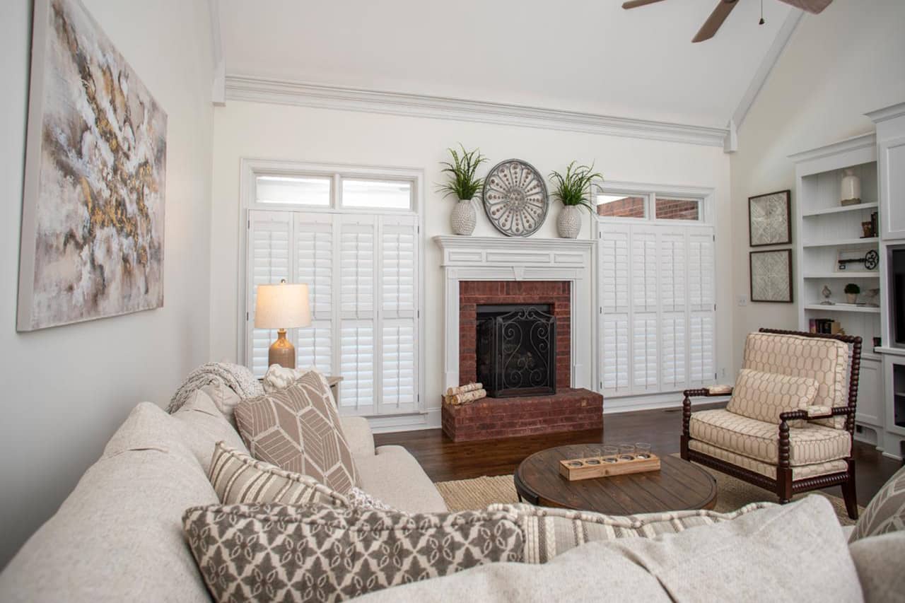 photo of plantation shutters on living room windows