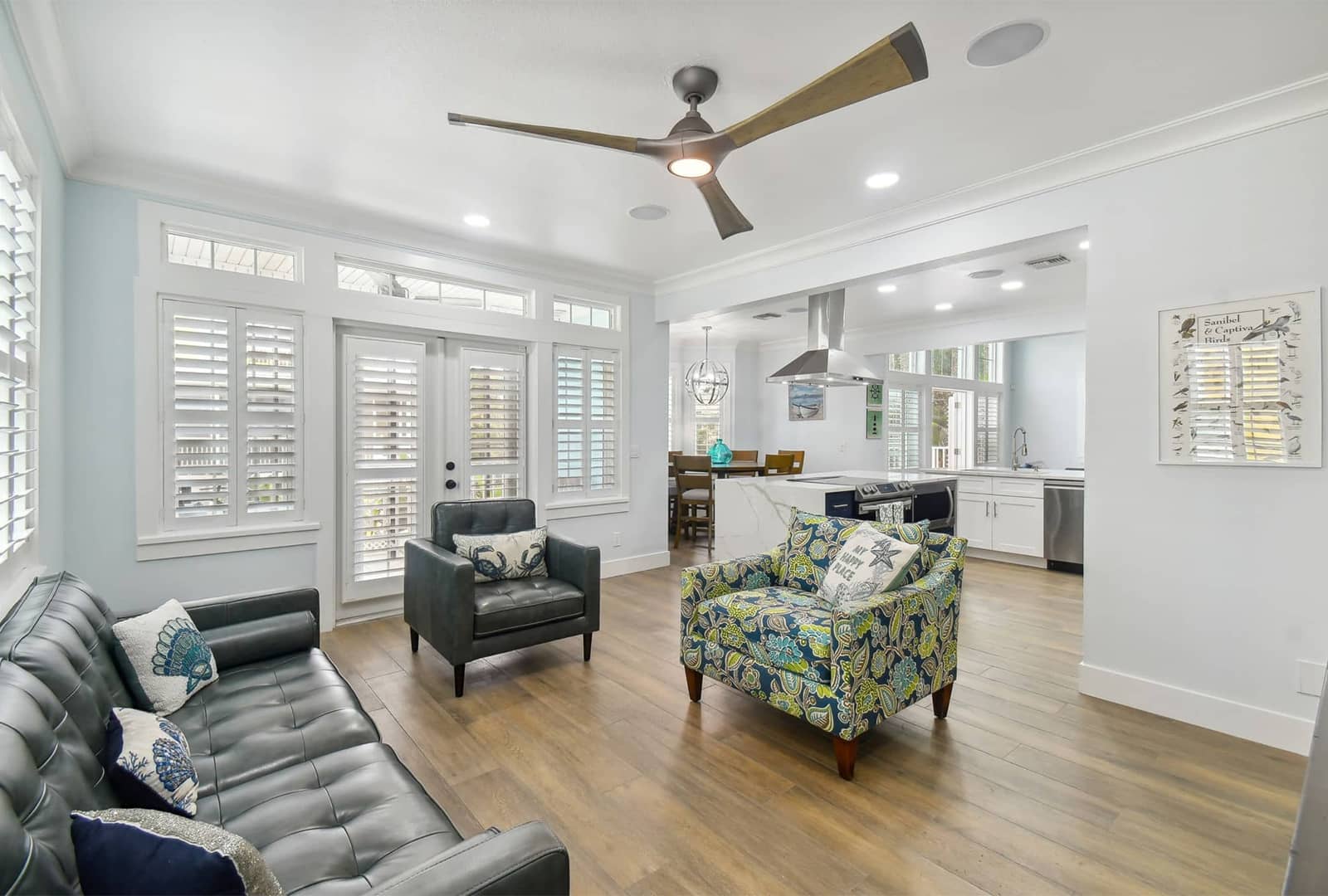 custom interior shutters in a living room