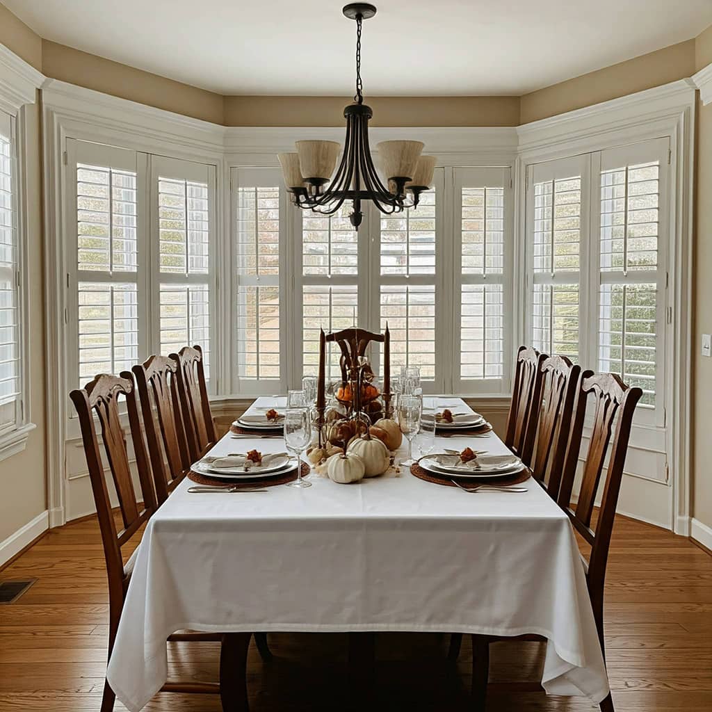 family table set for Thanksgiving