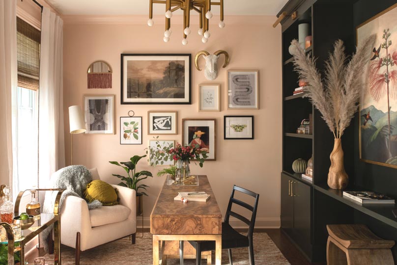 home office with Roman shades