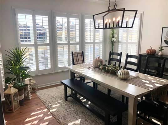 interior shutters in a dining room