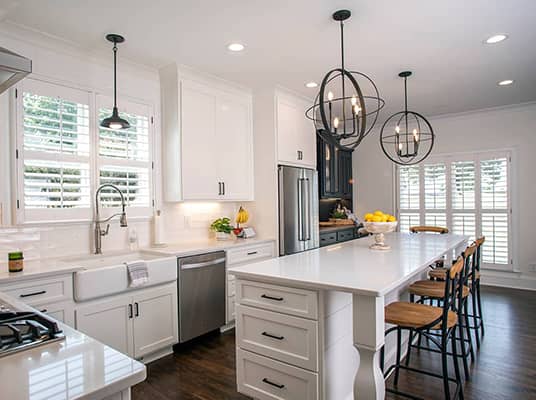 interior shutters in a kitchen